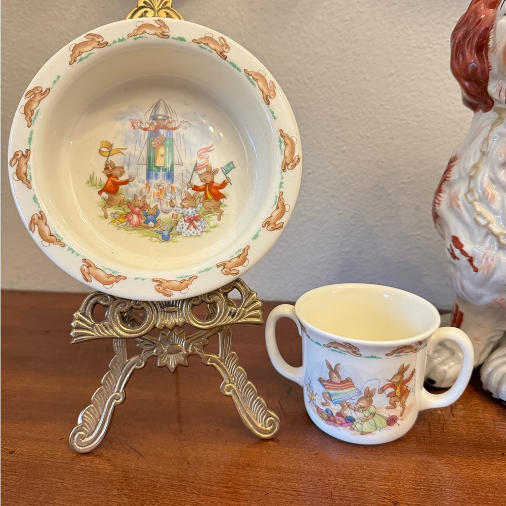 Royal Doulton Bunnykins 2 Piece Set Cup Bowl Peter Rabbit Beatrix Potter Easter